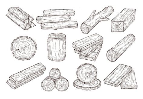 How To Draw Wood, Log Drawing, Texture Sketch, Timber Logs, Wood Trunk, Wood Logs, Tree Trunks, Vintage Tree, Timber Wood