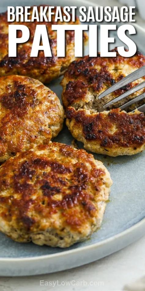 Why settle for boring store-bought sausage patties when it is so easy to make breakfast sausage patties at home? Only simple ingredients are needed for these homemade breakfast sausage patties. Ground pork, and spices like paprika, sage, thyme, garlic, and fennel are all that are needed. Mix, form into patties, and cook on the stove or in the Air Fryer. #breakfastsausagepatties #homemadebeakfastsausages #sausagepatties #easylowcarb Make Breakfast Sausage, Ground Pork Sausage Recipes, Easy Homemade Breakfast, Breakfast Sausage Patties, Pork Sausage Recipes, Ninja Cooking System Recipes, Pork Breakfast Sausage, Homemade Breakfast Sausage, Sage Recipes