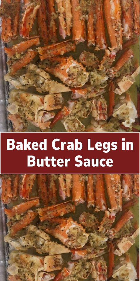 An elegant and easy seafood dish, this recipe involves baking crab legs with a generous amount of butter, garlic, and herbs, resulting in a rich and flavorful sauce perfect for dipping the succulent crab meat. Crab Legs In Oven, Crab Legs In The Oven, Crab Claw Recipes, Crab Legs On The Grill, Grilled Crab, Crab Legs Recipe, Baked Crab, Crab Dishes, King Crab Legs