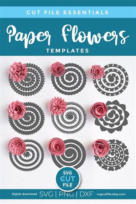 Cricut Access Flowers Cheat Sheet | Rolled Paper Flowers Rolled Paper Flowers, Paper Flower Patterns, Idee Cricut, Desain Quilling, Flowers Craft, Flower Shadow Box, Paper Flower Template, Paper Flowers Craft, Paper Flower Tutorial