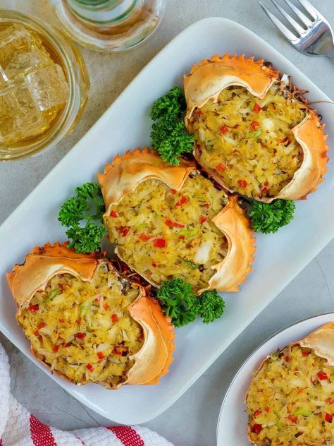 Filipino Crab Recipes, Crab Themed Food, Asian Crab Recipes, Crab Recipes Dinner, Crabs Recipes, Crab Balls, Stuffed Crab, Crab Rice, Meat And Veggies