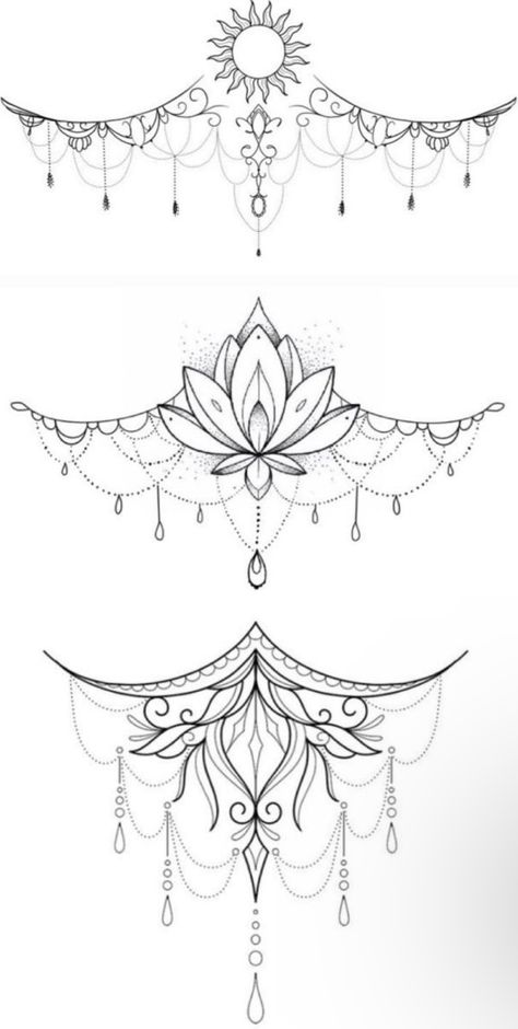 Chest Tattoo Designs Female, Mandala Sternum Tattoo, Tattoo Under Breast, Sternum Tattoo Design, Underboob Tattoo Designs, Chest Tattoos For Women, Chest Piece Tattoos, Tattoos For Black Skin, Dope Tattoos For Women