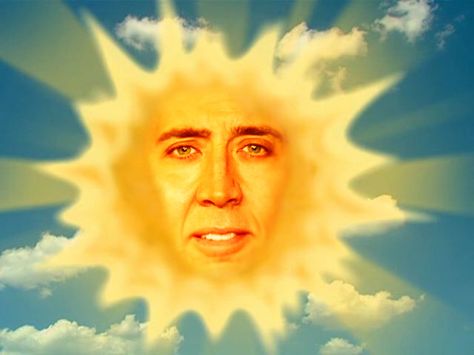 Teletubbies Sun, Creepy Sun, Celebrity People, Baby Voice, Sunny Sky, List Of Characters, Pbs Kids, Nicolas Cage, Kids Tv