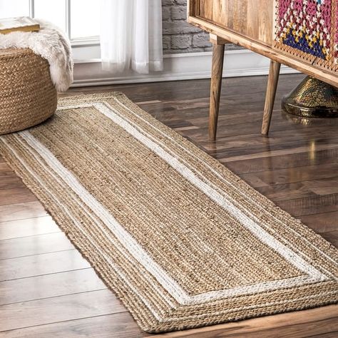 Brooklyn Rug Co Abigail Casual Bordered Jute Area Rug - On Sale - Bed Bath & Beyond - 20701612 Striped Jute Rug, Farmhouse Design Plans, Jute Rug Dining Room, Jute Runner Rug, Rug Loom, Jute Area Rug, Jute Rug Runner, Jute Runner, Coastal Rugs