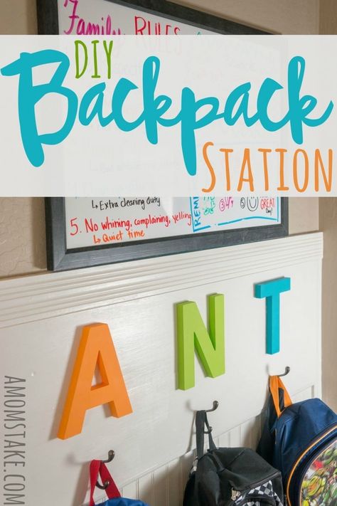 Beadboard Diy, Backpack Station, Diy Backpack Pattern, Organizational Tips, Homework Station, Back To School Organization, Amazing Crafts, Dollar Store Hacks, Organization Skills