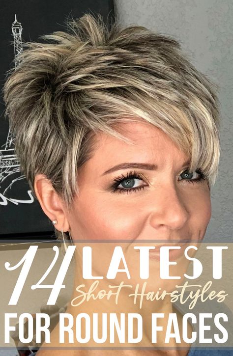 14 Latest Short Hairstyles for Round Faces Short Hair Plus Size, Short Hair For Chubby Faces, Hairstyles For Fat Faces, Short Hairstyles Over 50, Chubby Face, Short Hair Cuts For Round Faces, Hairstyle For Chubby Face, Short Shaggy Haircuts, Funky Short Hair