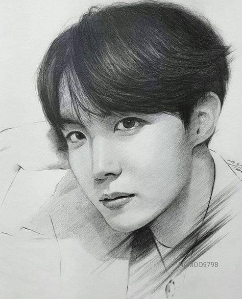 Hope Drawing, Draw Bts, Bts Sketch, Male Face Drawing, Army Crafts, Hope Art, Realistic Sketch, Naruto Sketch Drawing, Kpop Art