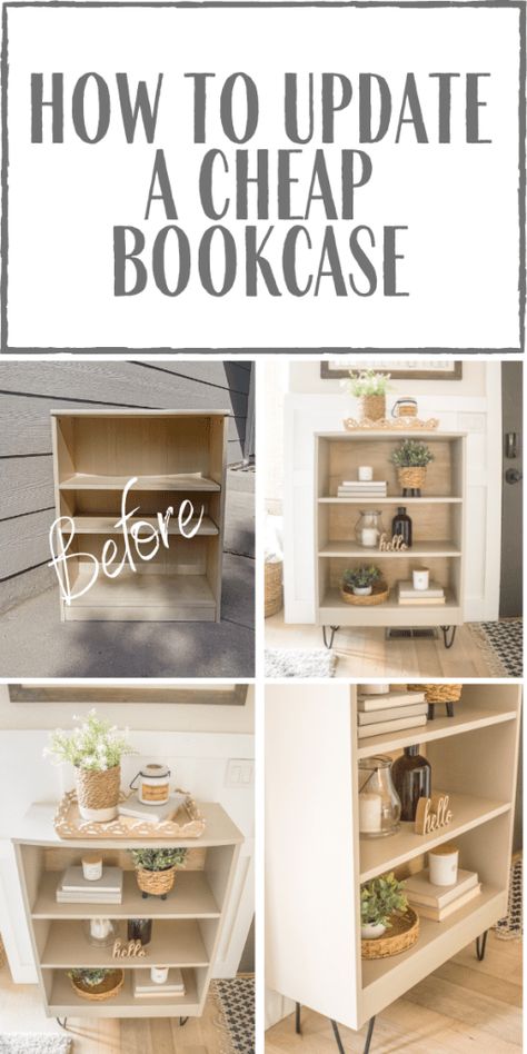 Upcycle Bookcase Makeover, Small Bookcase Makeover, Upcycle Bookcase, Cheap Bookcase, Cheap Bookshelves, Cheap Shelves, Shelf Makeover, Bookcase Makeover, Bookshelf Makeover