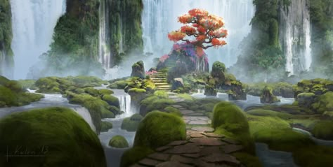 Garden Concept, Blur Studios, Concept Art World, Landscape Concept, Biome, Fantasy Setting, Fantasy Places, Art Et Illustration, Matte Painting