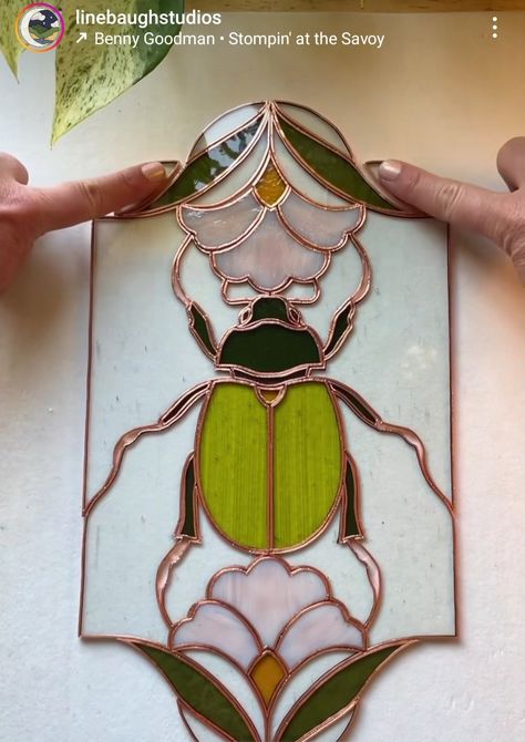 Stained Glass Beetle Pattern, Lead Glass Patterns, Bug Stained Glass Pattern, Beetle Stained Glass Pattern, Diy Stained Glass Suncatcher, Stained Glass Patterns Beginner Simple, Unique Stained Glass Ideas, Art Nouveau Stained Glass Patterns, Stained Glass Tarot