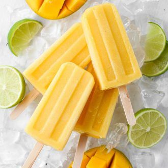 Easy Mango Lime Popsicles (Vegan + Gluten-Free) - Hannah Magee RD Burrata Bruschetta Recipe, Orange Popsicles, Easy Bruschetta Recipe, Vegan Popsicles, Lime Popsicles, Healthy Popsicle Recipes, Coconut Popsicles, Mango Popsicles, Easy Bruschetta