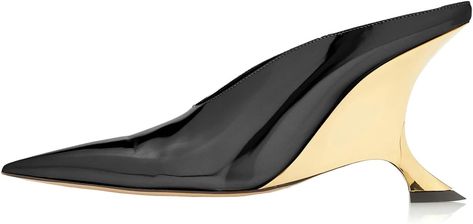 Amazon.com | Kluolandi Metallic Heeled Mules for Women Sexy Pointed Closed Toe Slip On Wedge Mule Pumps Heels Gold Mules Size 8 | Mules & Clogs Mule Pumps, Gold Mules, Wedge Mules, Heels Gold, Mule Clogs, Mule, Pumps Heels, Heeled Mules, Me Too Shoes