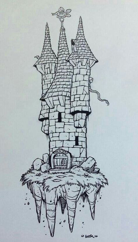 . Castle Drawing, Building Drawing, Pen Art Drawings, Fantasy Castle, House Drawing, A Castle, Pen Art, A Drawing, الرسومات اللطيفة