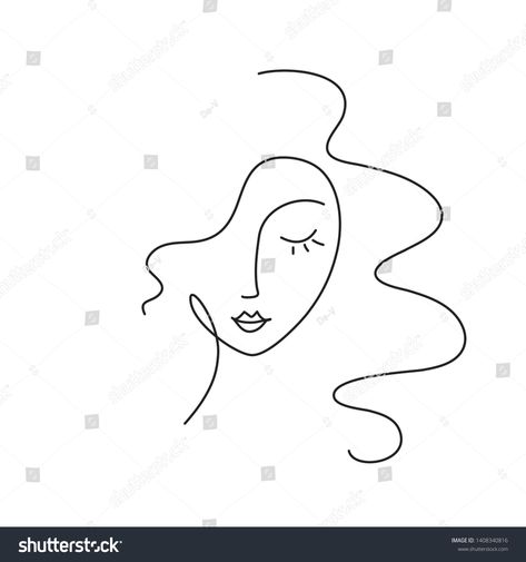 Minimal Face Drawing, Line Face Drawing, Woman Face Drawing, Line Faces, Arte Doodle, Floral Logo Design, Fabric Painting Techniques, Face Lines, Continuous Line Drawing