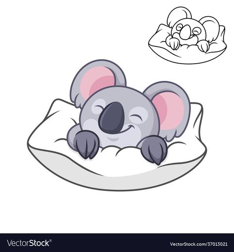 Koala Sleeping, Vector Character Illustration, Tired Cartoon, Character Flat Design, Vector Illustration Character, Animal Vector, Line Art Drawing, Fish Vector, Cat Vector