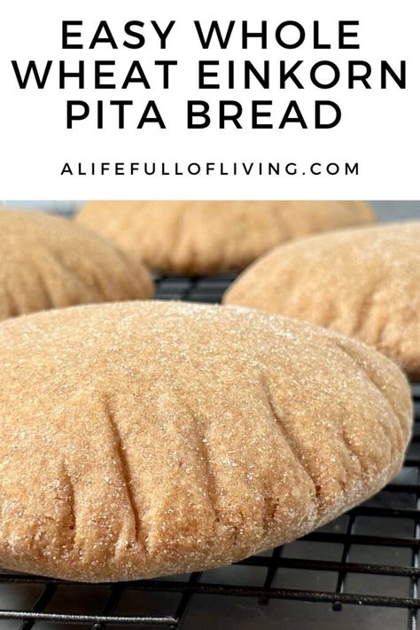 Healthy Pita Bread, Einkorn Bread, Einkorn Recipes, Pita Bread Recipe, Pita Recipes, Scratch Cooking, Starter Recipe, Whole Wheat Pita, Plant Based Diet Recipes