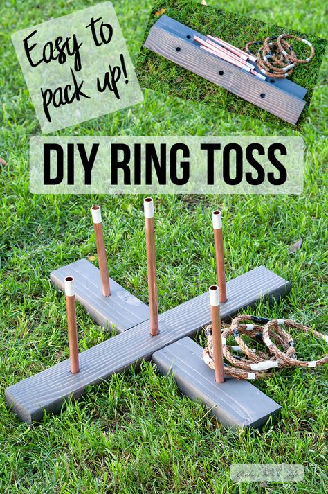 How to make a simple DIY ring toss game for summer outdoor parties or weddings. Lot's of backyard fun! The copper and faux marble adds a classy look to it!  #Anikasdiylife #outdoor Diy Ring Toss Game, Diy Ring Toss, Diy Yard Games, Awesome Woodworking Ideas, Ring Toss Game, Diy Ring, Woodworking For Kids, Ring Toss, Toss Game