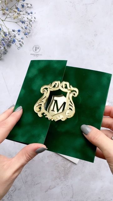 Wedding Stationery | Printdeco on Instagram: "Green velvet Invitation with gold monogram #velvetinvitation #goldmonogram #goldfoilinvitation" Velvet Invitation, Acrylic Monogram, Gold Foil Invitation, Foil Invitations, Cute Couple Drawings, Gold Monogram, Wedding Invitation Wording, Couple Drawings, Women Wedding Guest Dresses