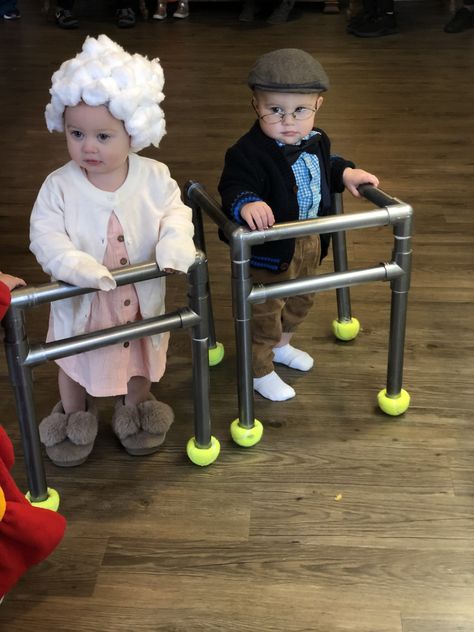 Baby Grandpa Costume, Baby Grandma Costume, Old People Costume, Two Person Costumes, Old Man Costume, Boys Halloween Costumes Diy, Crochet Halloween Costume, Baby Grandma, Twin Costumes