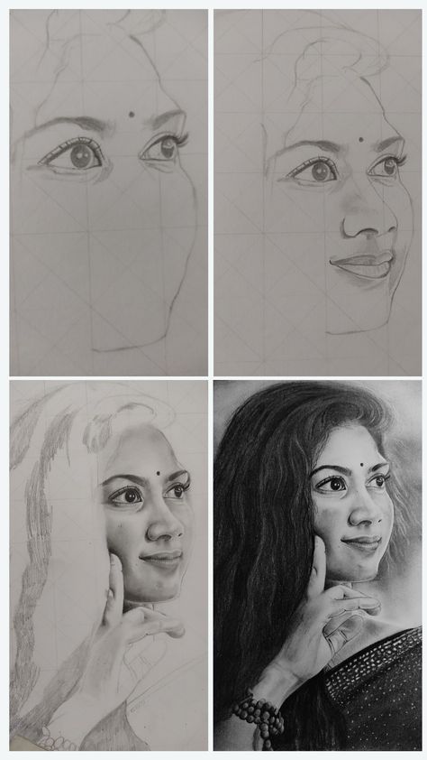 Step by step portrait drawing of famous South Indian actress Sai Pallavi
Medium : Graphite pencil
Materials: HB, 2B, 4B, 8B Pencils
                   Mono eraser
                   Paper stump Sketch Art Step By Step, Actress Sketch Pencil Drawings, Sai Pallavi Drawing, Step By Step Portrait, Ballpen Sketch, Sketching Procreate, Art Step By Step, Pencil Sketches Easy, Indian Eyes