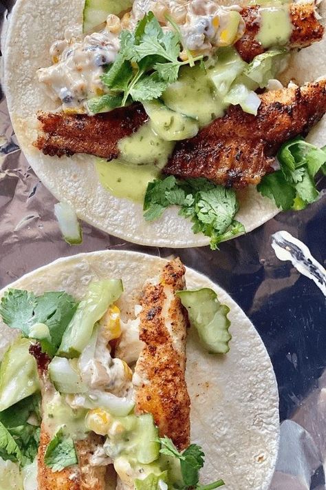 Codfish Tacos, Catfish Tacos Recipes, Healthy Catfish Recipes, Catfish Tacos, Cinco Party, Grilled Catfish, Baked Catfish, Breakfast Tacos Recipe, Catfish Recipes