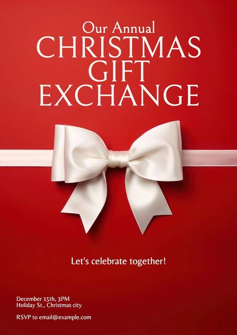 Christmas gift exchange poster template, editable text and design | free image by rawpixel.com / north Holiday Ads Design, Christmas Giveaway Post, Holiday Ad Campaign, Christmas Reels Instagram, Chrismast Poster, Christmas Ads Design, Xmas Poster Design, Christmas Email Design, Christmas Poster Design Ideas