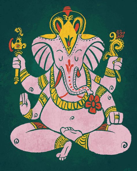 Maximalism Graphic Design, Ganesha Art Illustration, Ganesh Tattoo, Ganesha Tattoo, God Goddess, Happy Diwali Images, Elephant God, Happy Ganesh Chaturthi, Ganesha Art