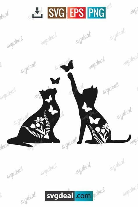 Prev_2406_1037-01 Cat Svg Free Files For Cricut, Cat Svg Free, Cricut Animals, Peeking Cat, Vet Clinic, Cat Svg, Vet Clinics, Floral Cat, Free Cats