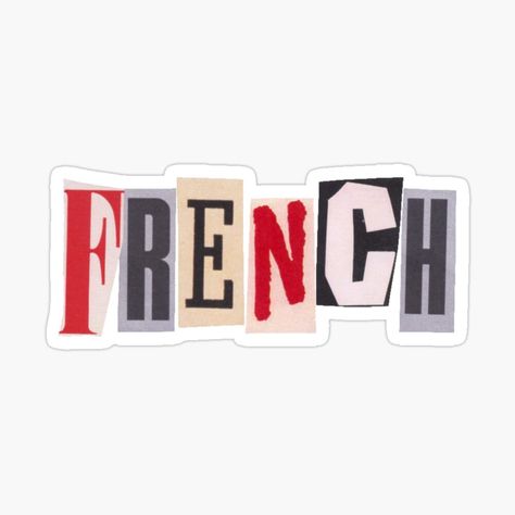 French Stickers Aesthetic, French Class Aesthetic, French Language Aesthetic, School Book Labels, France Stickers, Language Stickers, French Stickers, French Font, Heading Design