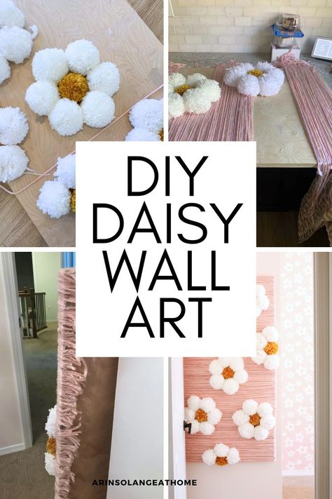 Easy DIY daisy wall art! This is an inexpensive way to add some art to your home or child's bedroom. Step by step instructions Diy Big Wall Decor, Diy Kid Room Decor, Girls Flower Room, Daisy Bedroom Ideas, Easy Bedroom Decor Diy, Diy Home Decor Easy Bedroom Craft Ideas, Diy Girls Room Decor, Diy Toddler Bedroom, Girls Flower Bedroom