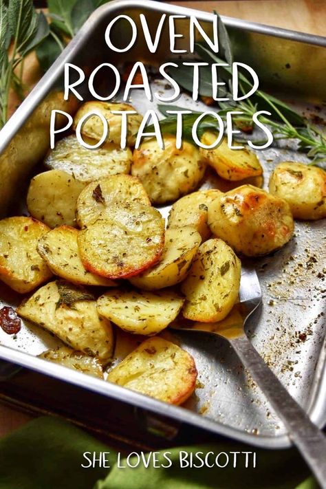 Roasted Garlic Potatoes, Oven Roasted Garlic, Oven Roasted Potatoes Easy, Italian Side Dishes, Roasting Garlic In Oven, Italian Street Food, Steamed Potatoes, Garlic Roasted Potatoes, Veal Recipes