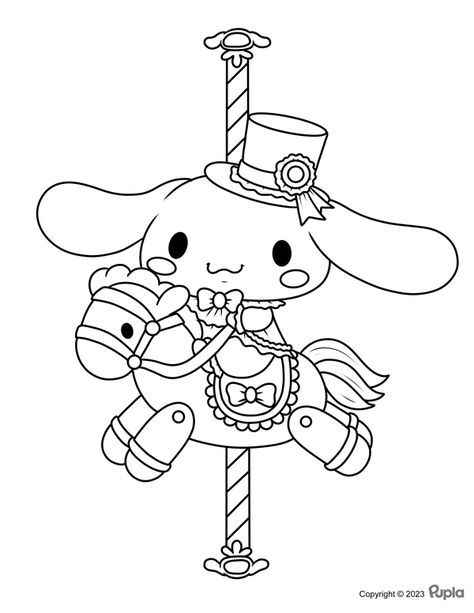 Cinnamoroll Sitting on a Carousel Coloring Page Cinnamoroll Coloring Pages, Sanrio Coloring Pages, Sanrio Coloring, Hello Kitty Colouring, Creation Coloring Pages, Hello Kitty Coloring Pages, Kitty Coloring Pages, Family Coloring Pages, Hello Kitty Colouring Pages