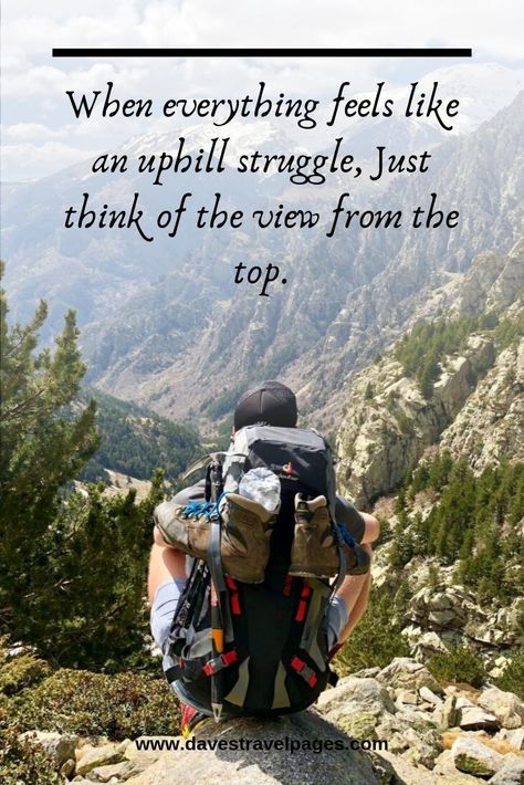 50 of the best inspirational hiking quotes for lovers of the Great Outdoors. These best hiking quotes combine insights into life and trail wisdom. Adventure Quotes Outdoor, Hiking Quotes Adventure, Trekking Quotes, Hiking Captions For Instagram, Hiking Girl, Hiking Inspiration, Bear Quotes, Mountain Quotes, Hiking Snacks