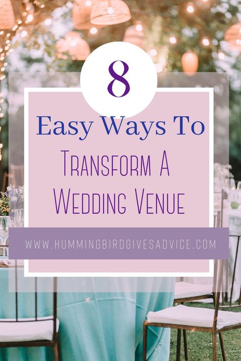 When you get married, chances are that you aren't in love with everything about your wedding venue, as is. Luckily, there are ways to transform your wedding venue. Adding extra items to a space, covering up when you don't like, distracting guests with gorgeous décor, and upgrading existing items at your wedding venue are all examples of ways to make your wedding venue more beautiful. Check out the blog post for the full list of ways to transform your wedding venue. // wedding venue // transform Transform Wedding Venue Spaces, How To Make A Large Wedding Venue Feel Intimate, Wedding Decor To Fill Space, Diy Wedding Venue Ideas, Simple Romantic Wedding Decor, Wedding Venue Checklist, Simple Wedding Venues, Hummingbird Wedding, Large Wedding Venues