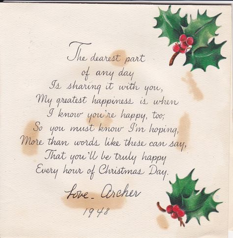 1948 Christmas card poem Christmas Sayings For Cards, Christmas Poems For Cards, Poem For Mom, Christmas Card Sentiments, Funny Christmas Sayings, Christmas Card Verses, Christmas Humor Ecards, Card Verses, Christmas Poem