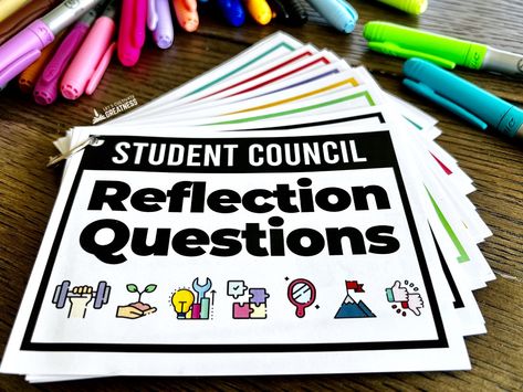 13 Reflection Questions Perfect for Your Student Council Leaders Elementary Student Council, Middle School Student Council, Student Council Activities, Student Leadership, Favorite Questions, School Leader, Reflection Questions, Student Council, Middle School Student