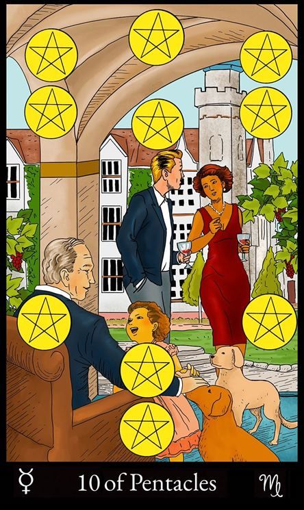 10 Of Pentacles Tarot, 10 Of Pentacles, Pentacles Tarot Meaning, Ten Of Pentacles, Kartu Tarot, Tarot Interpretation, Pentacles Tarot, Tarot Card Readings, Learning Tarot Cards