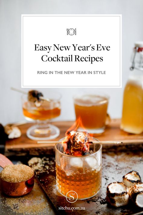 New Years Whiskey Cocktails, New Years Cocktail Recipes, Hot Cocktail Recipes, New Years Eve Cocktails, Simple Cocktail Recipes, Winter Cocktail Recipes, Recipes Winter, New Years Cocktails, Winter Cocktails Recipes