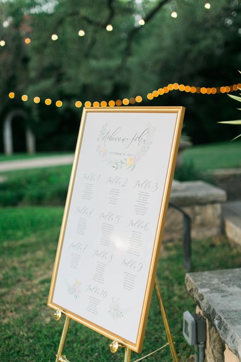 Poster Board Seating Chart Wedding, Seating Chart In Frame, Seating Chart On Easel, Seating Chart Easel, Framed Seating Chart, Seating Chart Wedding Ideas, Gold Easel, Dog Wedding Photos, Terrain Wedding