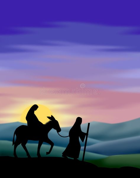 Journey to Bethlehem. Illustration of Mary and Joseph travelling to Bethlehem. o , #AFFILIATE, #Mary, #Joseph, #travelling, #Journey, #Bethlehem #ad Journey To Bethlehem, Nativity Silhouette, Mary And Joseph, Christmas Program, Christmas Rock, Christmas Card Art, The Nativity, Christmas Nativity Scene, O Holy Night