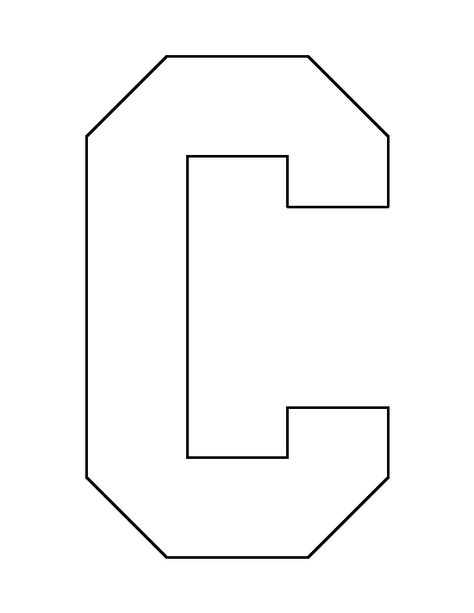 Letter C pattern. Use the printable outline for crafts, creating stencils, scrapbooking, and more. Free PDF template to download and print at http://patternuniverse.com/download/letter-c-pattern/ Letter C Lettering, Letter C Printable Free, Letter C Template, Large Printable Letters Free Templates, Letter C Pictures Free Printable, C Letter, 2 Inch Letter Stencils Printable Free, Letter C Worksheets, Ocean Art Projects