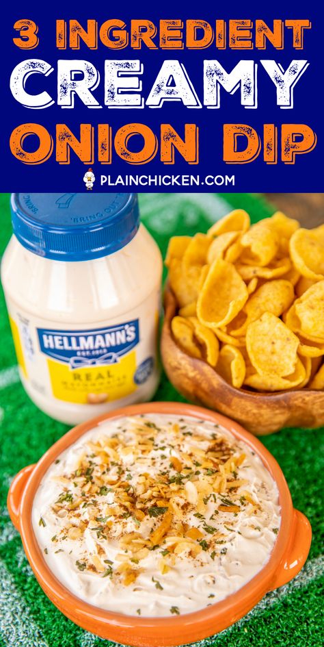 Easy Party Dips 3 Ingredients, Easy Carbonara Recipe, Onion Soup Mix Recipe, Easy Make Ahead Appetizers, Dairy Free Appetizers, Appetizers Easy Dips, Onion Dip Recipe, Lipton Onion Soup Mix, Recipe List