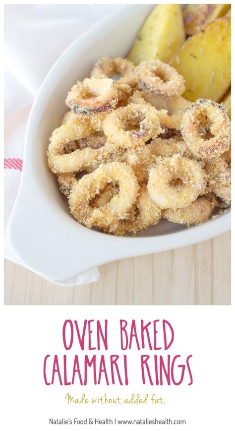 Oven Baked Calamari Rings - Natalie's Health Baked Calamari, Calamari Rings, Calamari Recipes, Seafood Recipes Healthy, Healthiest Seafood, Calamari, Healthy Easy, Sea Food, Seafood Dishes