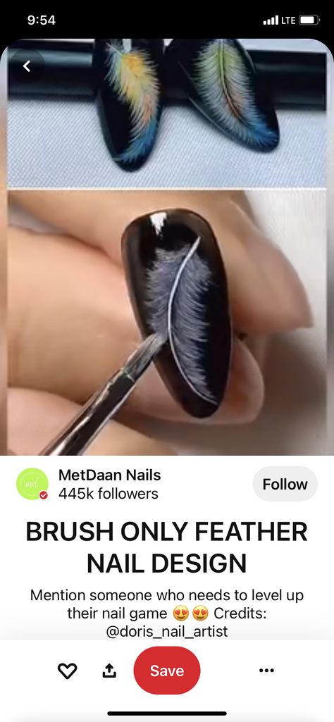 Feather Nail Design, Feather Nail Designs, Feather Nail, Feather Nail Art, Feather Nails, Nail Design Video, Nail Art Techniques, Nail Art Designs Diy, Nail Art Designs Videos