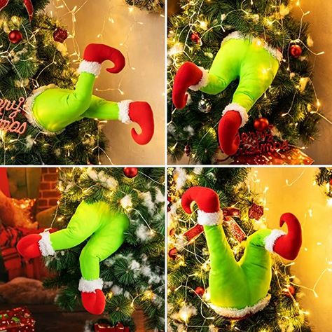 Put Grinch in a tree decoration (bottom half). Enjoy him stealing away christmas. Garland Ornaments, Santa Claus Elves, Xmas Tree Toppers, Christmas Topper, Christmas Pendant, Tree Topper, Christmas Tree Toppers, Holiday Decor Christmas, Tree Decor