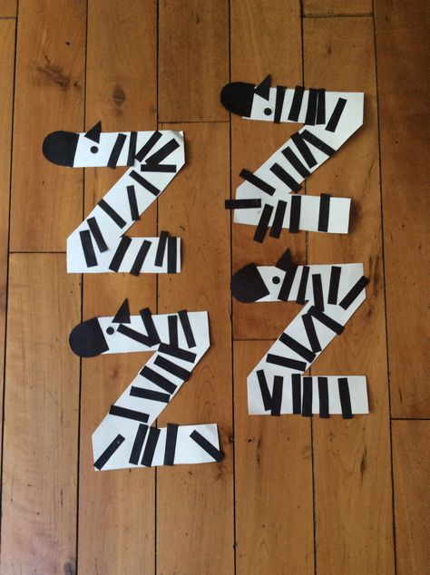 Zebra Activities For Preschool, Z For Zebra Craft, Z Is For Zebra Craft, Letter Z Activities For Preschool, Zebra Art Project, Phonics Crafts, Letter Z Crafts, Zebra Craft, Letters Craft