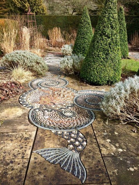 Pebble Path, Rock Garden Design, Garden Paving, Pebble Mosaic, Rock Garden Landscaping, Garden Yard Ideas, Mosaic Garden, Garden Pathway, Landscaping With Rocks