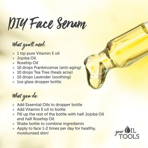 Diy Face Serum, Face Serum Recipe, Serum Recipe, Diy Serum, Essential Oils For Face, Natural Spa, Diy Skin Care Recipes, Aging Face, Diy Facial