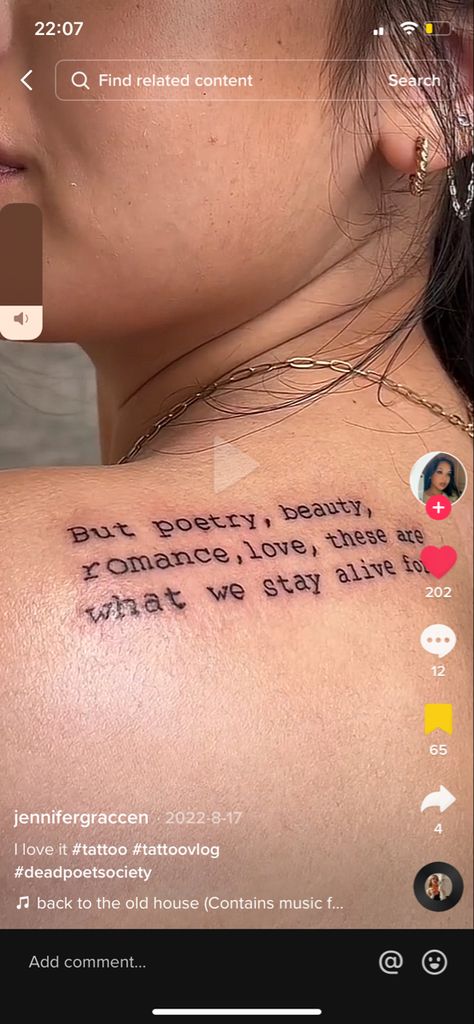 Poetic Justice Tattoo, Tattoos For Poets, Poet Tattoo Ideas, Sociology Tattoo, Dead Poets Society Tattoo Ideas, George Orwell Tattoo, Academic Tattoo, Dps Tattoo, Iliad Tattoo