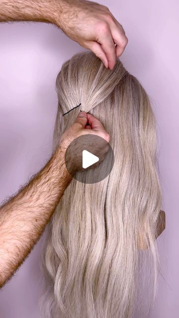 Joseph I'Anson on Instagram: "Are you looking for an easy way to create a super cute half up style? Then this easy to follow tutorial is for you! 

L’IMAGE Mannequin - “Denise” from @equip_the_creative use code Joseph10 at the checkout to get 10% off your order. 

Styled using @colorwowhair 

#hairtutorial #hairup #hairupdo #hairdo #hairdosimple #updo #updos #updohairstyles #hairups #hairstyles #hairideas #Weddinghair #hairwedding #bridalhair #reel #reels #igreels #ighair #hairfashion #hairhack #hairgoals #updostyles #upstyle #tutorialhair #hairart #reelitfeelit #bridalhair #bridalhairinspo #halfuphalfdown 
 
@behindthechair_com 
@markleesonsalons @nextlevelhairstylists @hairbrained_official @limage_gmbh @hairtutorial4you @hairstyles_ideas__ @i.love.hairstyles @esteticamagazine @beyondthep Hair Halfway Up Hairstyles, Half Up Half Down Hairstyles Brown Hair, Easy Updo Long Hair Tutorial, Half Up Half Down With Hair Comb, Diy Half Updos For Medium Hair, Hairstyles For A V Neck Dress, Extensions Half Up Half Down, Diy Half Up Half Down Hairstyles Easy, Half Updo With Extensions